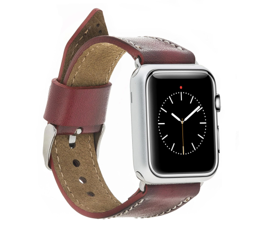 Apple Watch Uyumlu Deri Kordon 42-44-45mm SM25 Bordo Apple Watch Uyumlu Deri Kordon 42-44-45mm SM25 Bordo