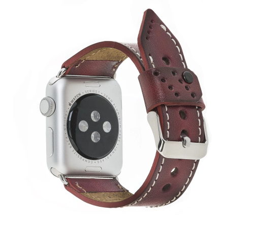 Apple Watch Uyumlu Deri Kordon 42-44-45mm SM25 Bordo Apple Watch Uyumlu Deri Kordon 42-44-45mm SM25 Bordo
