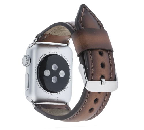 Apple Watch Uyumlu Deri Kordon 42-44-45mm SM26 Kahve Apple Watch Uyumlu Deri Kordon 42-44-45mm SM26 Kahve