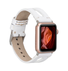 Apple Watch Uyumlu Deri Kordon BA2 42-44-45mm F3 Beyaz