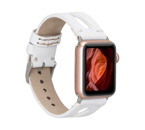 Apple Watch Uyumlu Deri Kordon BA2 42-44-45mm F3 Beyaz Apple Watch Uyumlu Deri Kordon BA2 42-44-45mm F3 Beyaz