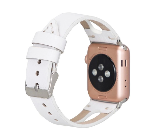 Apple Watch Uyumlu Deri Kordon BA2 42-44-45mm F3 Beyaz Apple Watch Uyumlu Deri Kordon BA2 42-44-45mm F3 Beyaz