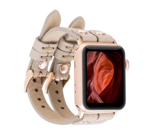 Apple Watch Uyumlu Deri Kordon Ely Double Tour ERC3 Bej Apple Watch Uyumlu Deri Kordon Ely Double Tour ERC3 Bej