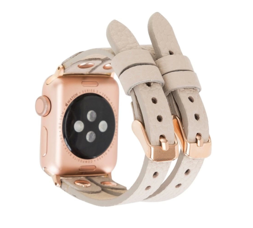 Apple Watch Uyumlu Deri Kordon Ely Double Tour ERC3 Bej Apple Watch Uyumlu Deri Kordon Ely Double Tour ERC3 Bej