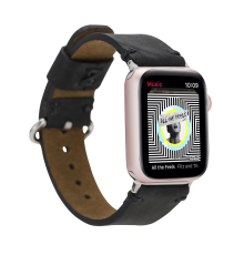 Apple Watch Uyumlu Deri Kordon Orfe 42-44-45mm G1 Siyah