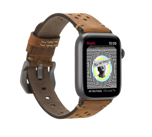 Apple Watch Uyumlu Deri Kordon Vigo 42-44-45mm G19 Taba Apple Watch Uyumlu Deri Kordon Vigo 42-44-45mm G19 Taba