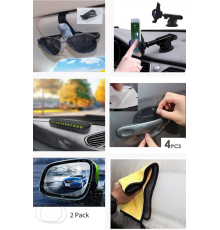 Araç 6'lı Set Telefon Gözlük Tutucu Ayna Film Kapı Koruyucu Numaratik Mikrofiber Bez