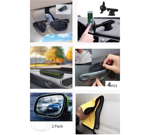 Araç 6'lı Set Telefon Gözlük Tutucu Ayna Film Kapı Koruyucu Numaratik Mikrofiber Bez