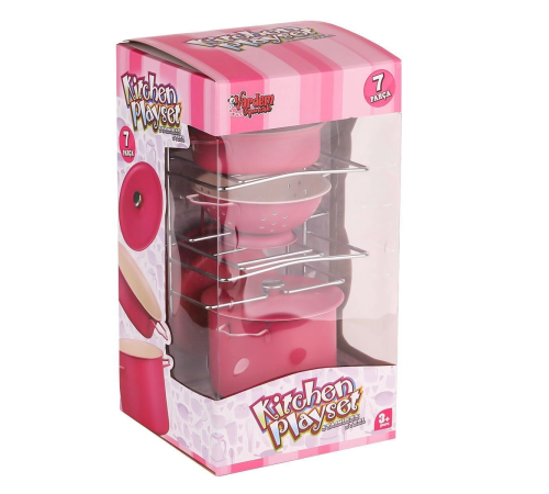 ATF-683G-6 Raflı Pembe Emaye Tencere Tava Seti 7 Parça -Vardem ATF-683G-6 Raflı Pembe Emaye Tencere Tava Seti 7 Parça -Vardem