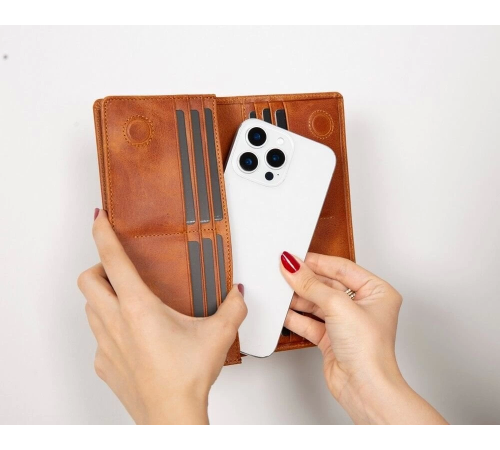 Aura Hakiki Deri, El Yapımı, Telefon Bölmeli, Kadın Cüzdanı, Karamel Aura Hakiki Deri, El Yapımı, Telefon Bölmeli, Kadın Cüzdanı, Karamel