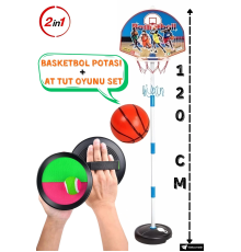 Ayaklı Ayarlanabilir Büyük Boy Basketbol Potası 120cm Portatif Basketbol Pota ve At Tut Oyunu Set