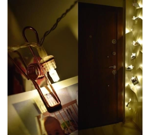 Bakır Renkli Led Işıklı Fotoğraf Asma Işık Süsleme Mandalları