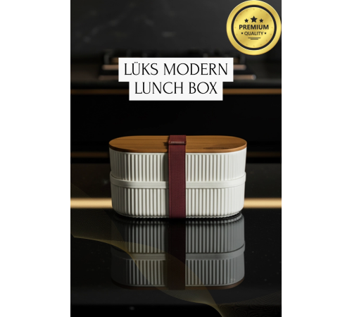 Bambu Kahvaltılık Saklama Kabı İki Bölmeli Büyük Lunch Box