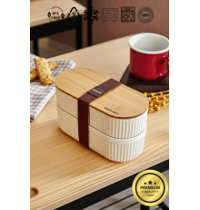 Bambu Kapaklı Lunch Box Kahvaltılık Saklama Kabı Large Bölmeli