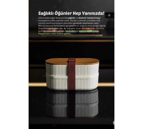 Bambu Kapaklı Lunch Box Kahvaltılık Saklama Kabı Large Bölmeli