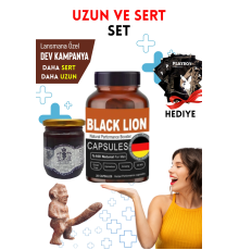 Baron Macun Black Lion Sertleştiricili Geciktiricili Büyütücülü Etkili Erkek Performans Arttırıcılı Set