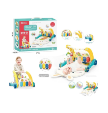 BIB6015 -Vardem Piyanolu 2 in 1 Bebek Yürüteci ve Tavşan Desenli Mavi Oyun Halısı