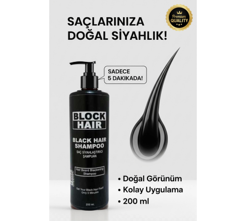 Black Hair Beyaz Saçları Siyahlaştıran Doğal Görünüm Ve Anında Etkili Şampuan 200 ml Black Hair Beyaz Saçları Siyahlaştıran Doğal Görünüm Ve Anında Etkili Şampuan 200 ml