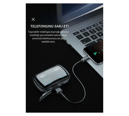 Bluetooth Kulaklık Kulakiçi Powerbanklı Çift Mikrofonlu Dokunmatik Kablosuz Earbuds F9 Pro