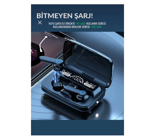 Bluetooth Kulaklık Kulakiçi Powerbanklı Çift Mikrofonlu Dokunmatik Kablosuz Earbuds F9 Pro