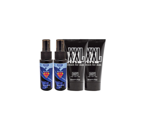Etkili 2 Adet Machoman 60 ml Erkeklere Özel Zaman Spreyi + 2 Tane Hotxxl Erkek Özel Kısım Boyutlandırıcı Krem,