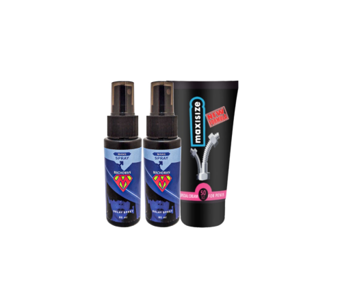 Etkili 2 Tane Machoman 60 ml Erkek Zaman Spreyi + Maxi Size Erkek Özel Yeri Boyutlandırıcı Krem