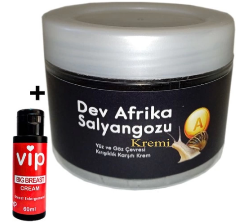 Etkili Giant Vıp:25 Dev Afrika Salyàngozu Yaşlànma Kàrşıtı Krem 100ML Yanında Vip Bayan Gòğüs Şékìllendirici Krém 60 ml
