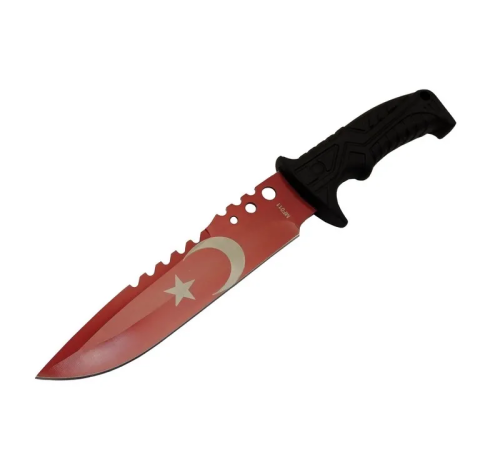 Bora Ayyıldız MF011 RD Kırmızı Av Bıçağı 31cm - Testere Detaylı Bıçak, Kılıflı, Plastik Sap Bora Ayyıldız MF011 RD Kırmızı Av Bıçağı 31cm - Testere Detaylı Bıçak, Kılıflı, Plastik Sap
