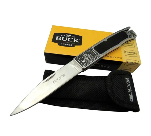 Buck Knives BK-001BRV Kamp Çakı 23 cm - Metal İşlemeli Sap, Kılıflı Buck Knives BK-001BRV Kamp Çakı 23 cm - Metal İşlemeli Sap, Kılıflı