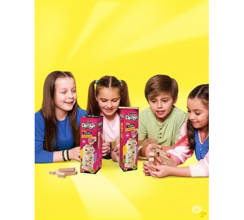 Büyük Boy Doğal Ahşap Denge Oyunu Kule Oyunu 54 Parça Ahşap Yapı Blokları Cenga