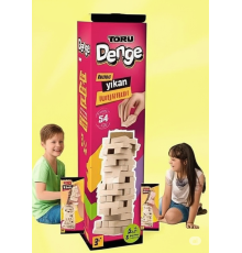 Büyük Boy Doğal Ahşap Denge Oyunu Kule Oyunu 54 Parça Ahşap Yapı Blokları Cenga