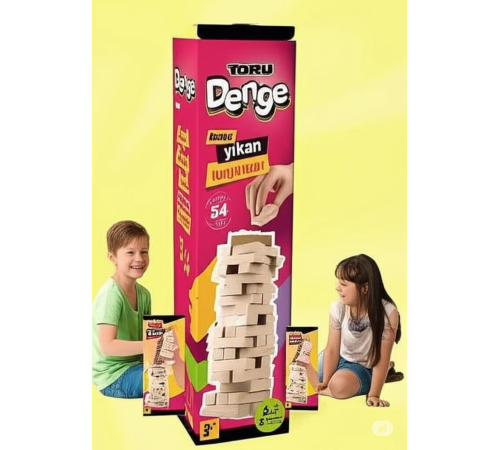 Büyük Boy Doğal Ahşap Denge Oyunu Kule Oyunu 54 Parça Ahşap Yapı Blokları Cenga