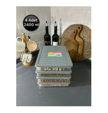 Buzdolabı Düzenleyici Buzdolabı Saklama Kabı Buzluk Kabı 2400 ml ( 4 Adet )