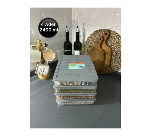 Buzdolabı Düzenleyici Buzdolabı Saklama Kabı Buzluk Kabı 2400 ml ( 4 Adet ) Buzdolabı Düzenleyici Buzdolabı Saklama Kabı Buzluk Kabı 2400 ml ( 4 Adet )