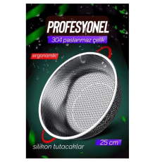 BX 25 CM Kevgir Yuvarlak Süzgeç Profesyonel 304 Paslanmaz Çelik