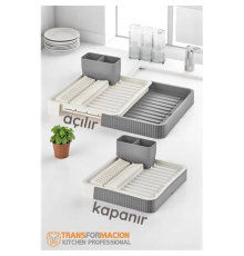 BX Açılır-Kapanır Bulaşıklık - Bulaşık Durulama Sepeti Tabaklık Bulaşık Kurutmalık GRİ