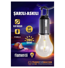 BX Askılı Portatif Şarjlı Askılı Ampül - Kamp Lambası - Acil Durum Lambası