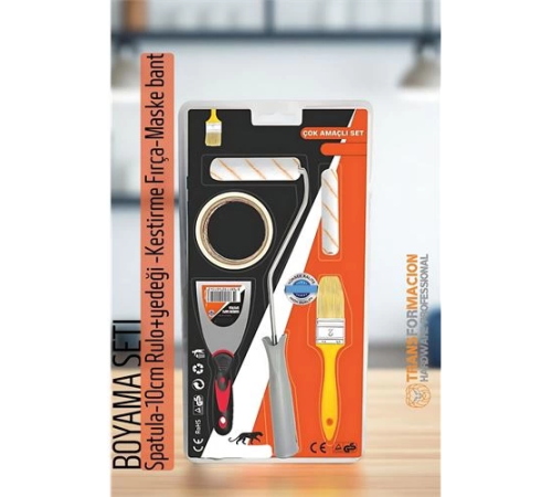 BX Boyama Seti - Spatula-10cm Rulo +yedeği -Kestirme Fırça-Maskeleme bant