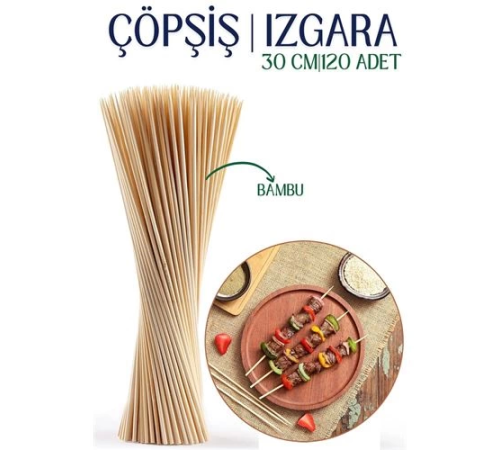 BX Izgara Çöp Şiş Çubukları 30 cm Bambu 120 Adet