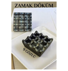 BX Kapaklı Zamak Döküm Kare Küllük Metal Kül Tablası - Kafe Küllüğü SARI-KAHVE