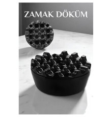 BX Kapaklı Zamak Döküm Yuvarlak Küllük Metal Kül Tablası - Kafe Küllüğü SİYAH