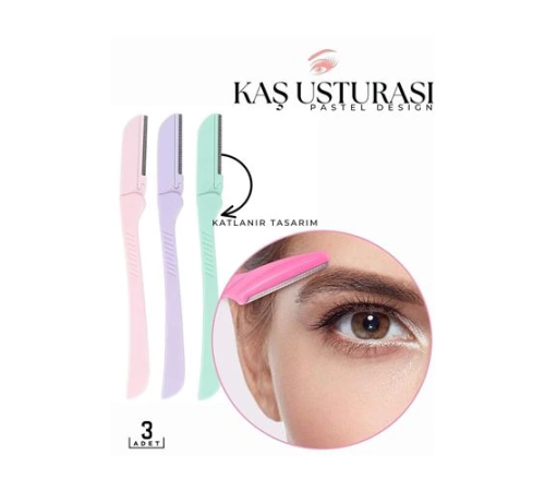 BX Katlanabilir Kaş Şekillendirici Kaş Dermaplaner Yüz Usturası 3 ADET 718323