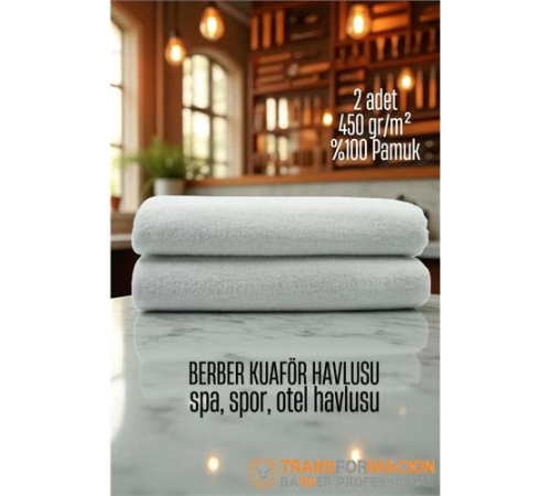 BX Kuaför Berber Havlusu 2 ADET Pamuk Berber Havlusu 50x90 Beyaz