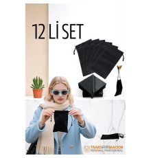 BX Kumaş Gözlük Kılıfı 6+6 Kılıf+Bezli SET
