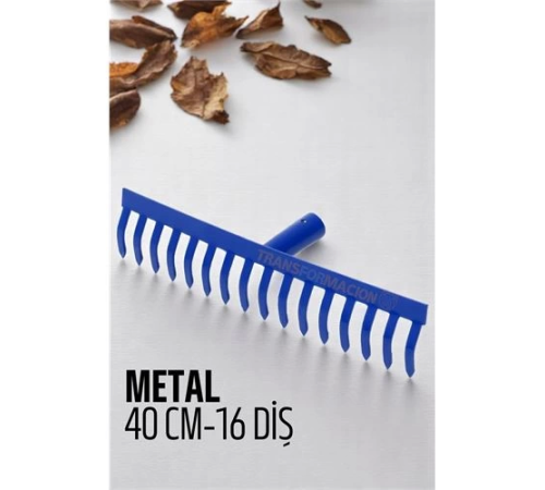 BX Metal Bahçe Tırmığı - Yaprak Toplama Tırmığı Dayanıklı Tırmık 16 DİŞ 40 CM