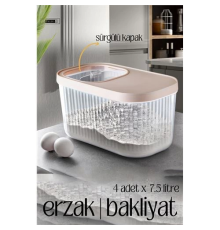 BX MultiBox Erzak Bakliyat Kutusu Sürgülü Kapak 7.5 Litre 4 ADET