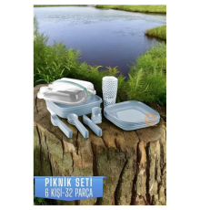 BX Piknik Seti 6 Kişilik 32 Parça MAVİ