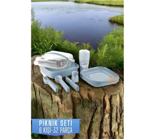 BX Piknik Seti 6 Kişilik 32 Parça MAVİ