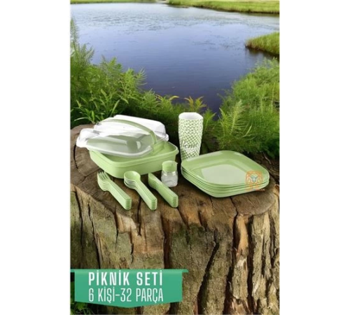 BX Piknik Seti 6 Kişilik 32 Parça YEŞİL