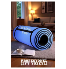 BX Pilates Matı- Spor Matı - Yoga Matı 11 mm Çift Taraflı Mavi